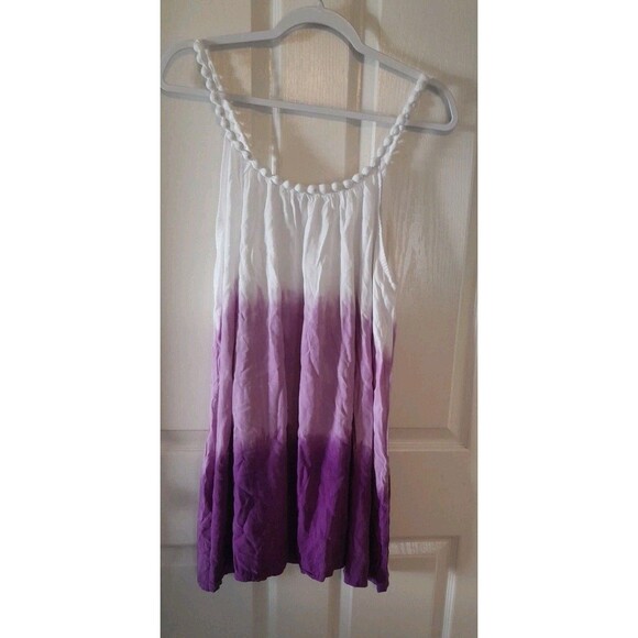 Just From Bali Women One Size Purple Colorblock Midi Dress Beaded Neckline. B57 - Picture 2 of 4